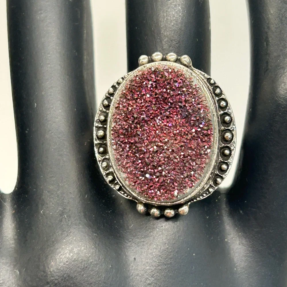 Nicky Butler Sterling Purple Druzy Ring      Sz 8 - Picture 2 of 11